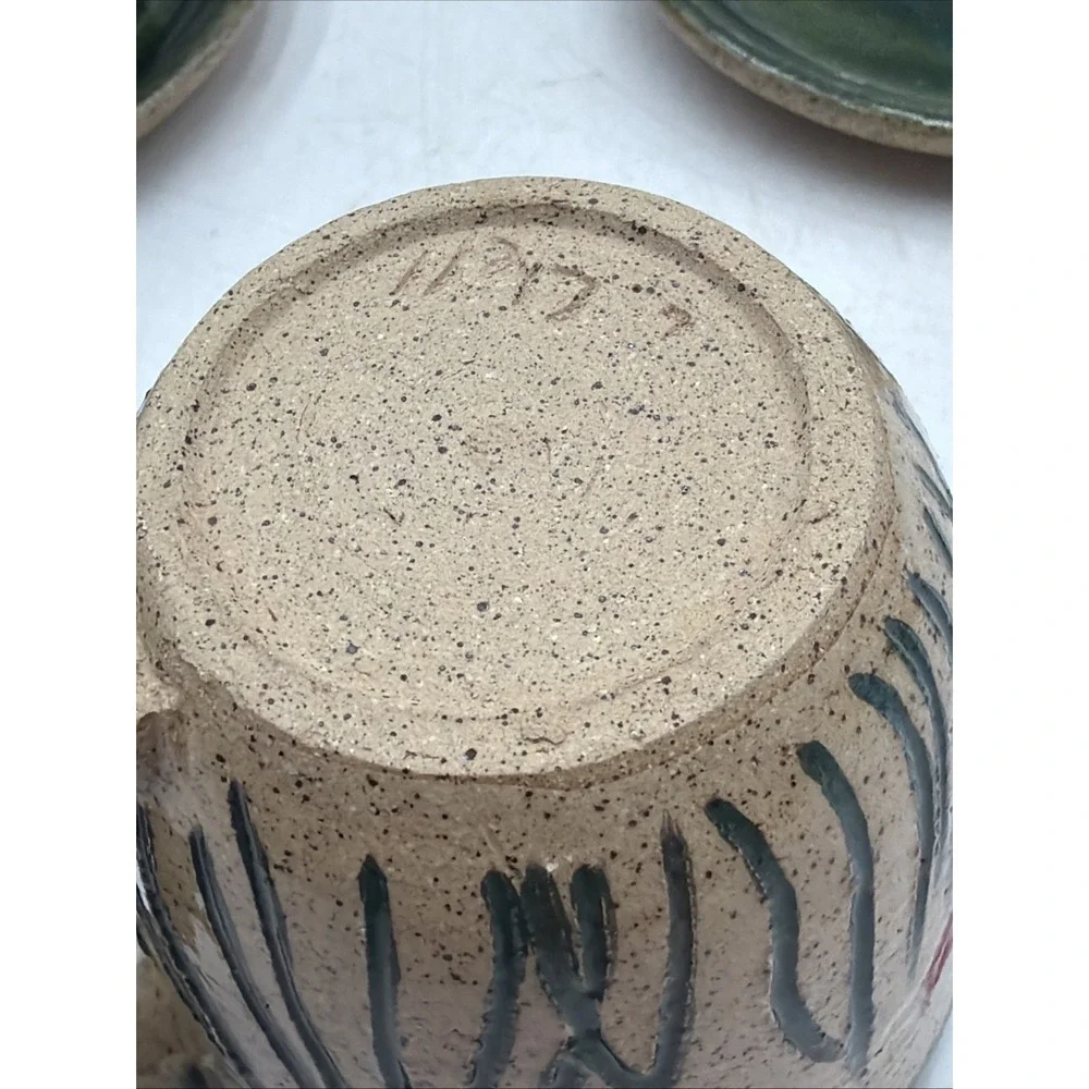 Studio Pottery Demitasse Espresso Coffee Cup W/Saucer Handmade Signed